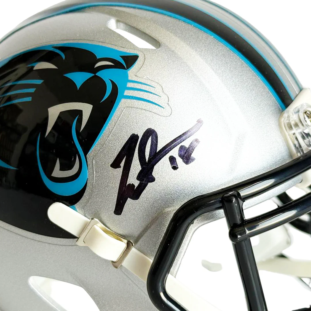 Jalen Coker Signed Carolina Panthers Speed Mini Football Helmet (JSA) - Image 2