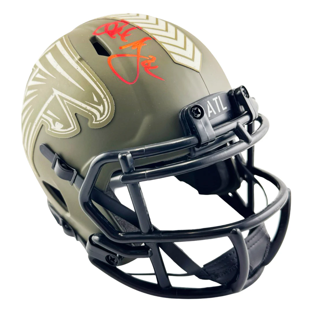 Jamal Anderson Signed Atlanta Falcons Salute to Service Mini Football Helmet (JSA)