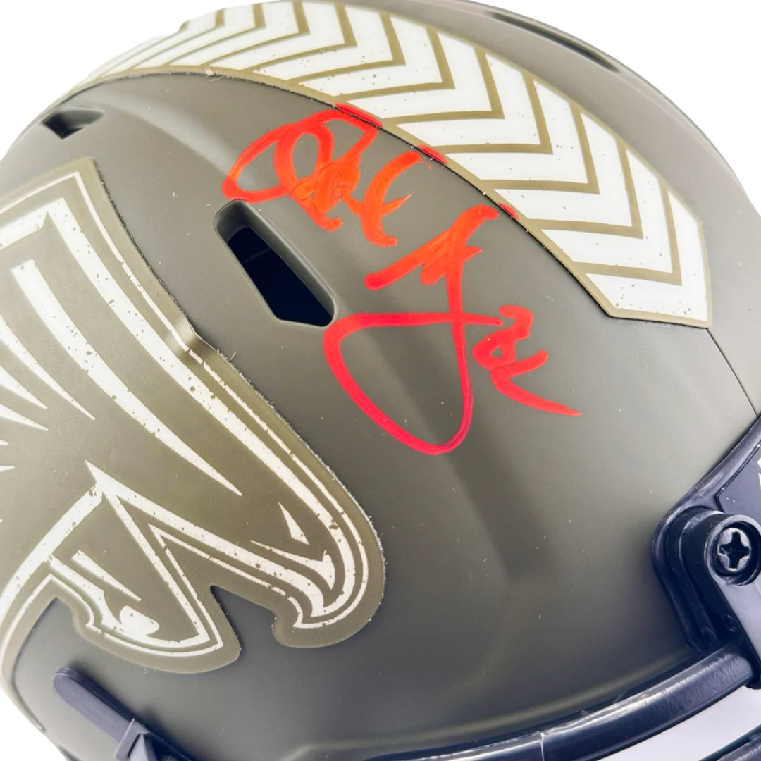 Jamal Anderson Signed Atlanta Falcons Salute to Service Mini Football Helmet (JSA) - Image 2