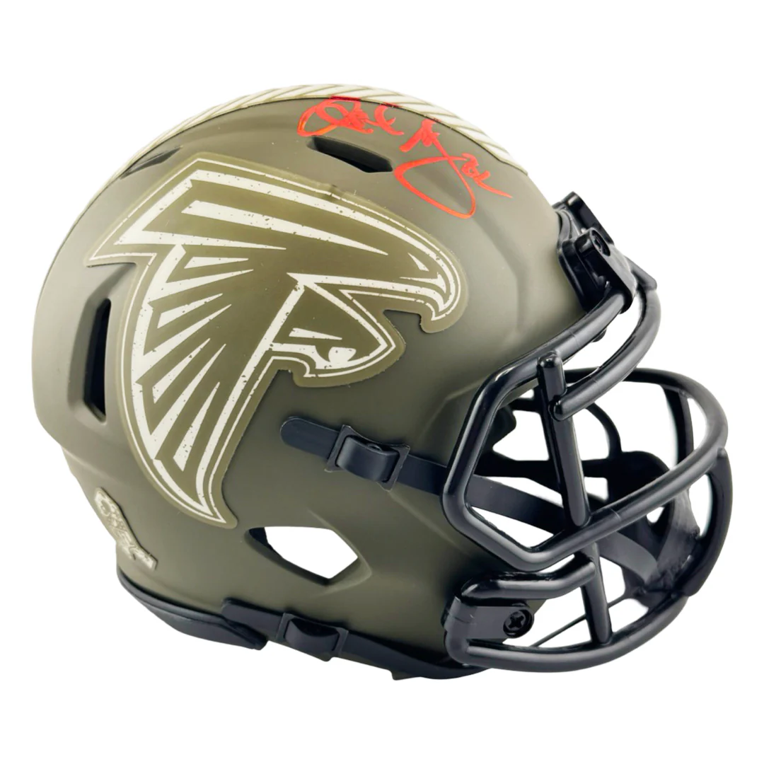 Jamal Anderson Signed Atlanta Falcons Salute to Service Mini Football Helmet (JSA) - Image 3