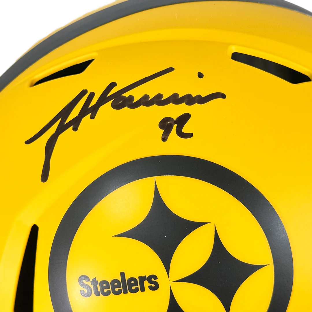 James Harrison Signed Pittsburgh Steelers Rave Full-Size Replica Football Helmet (Beckett) - Image 2