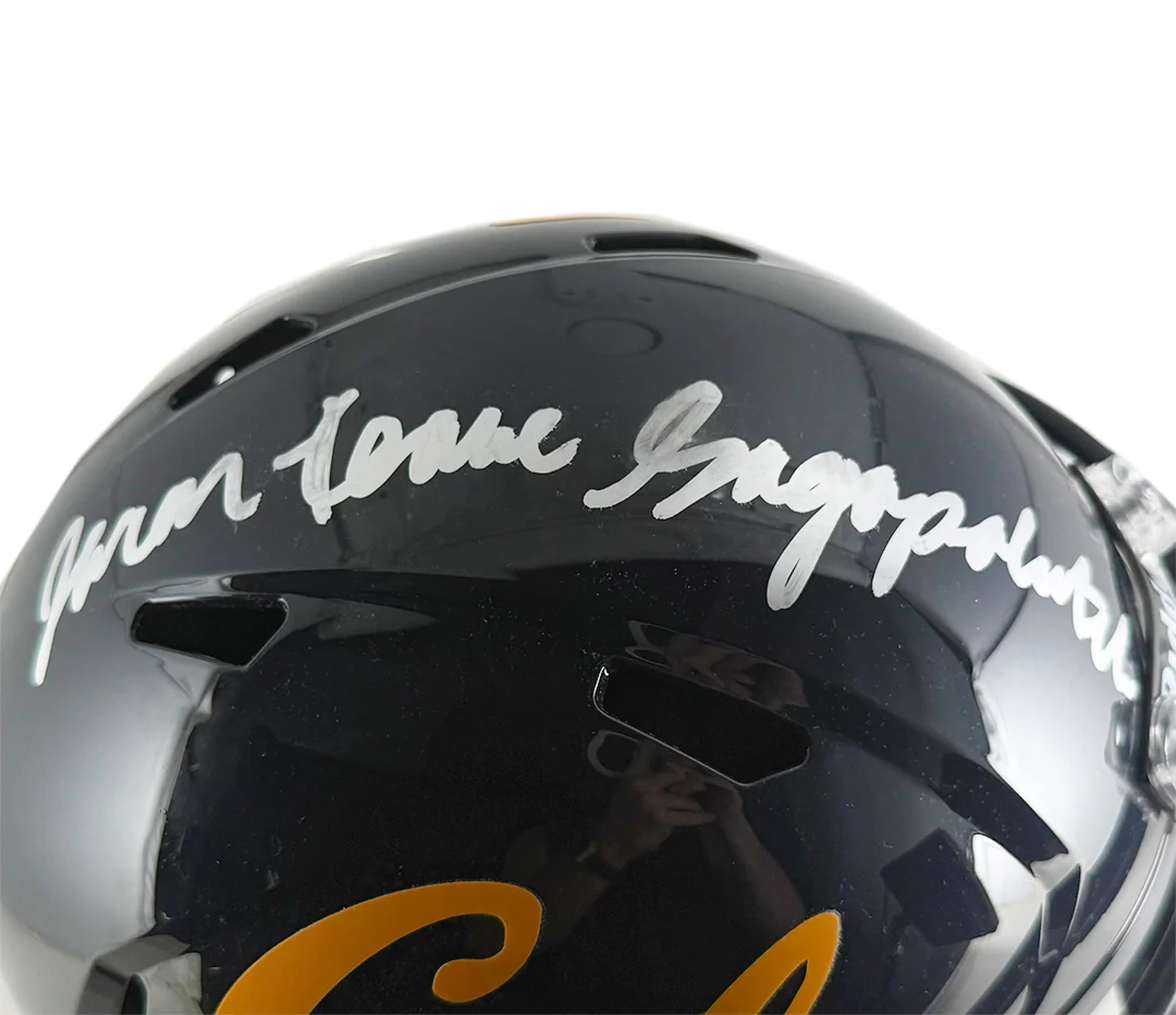 Jaron-Keawe Sagapolutele Signed California Golden Bears Speed Full-Size Replica Football Helmet (JSA) - Image 2