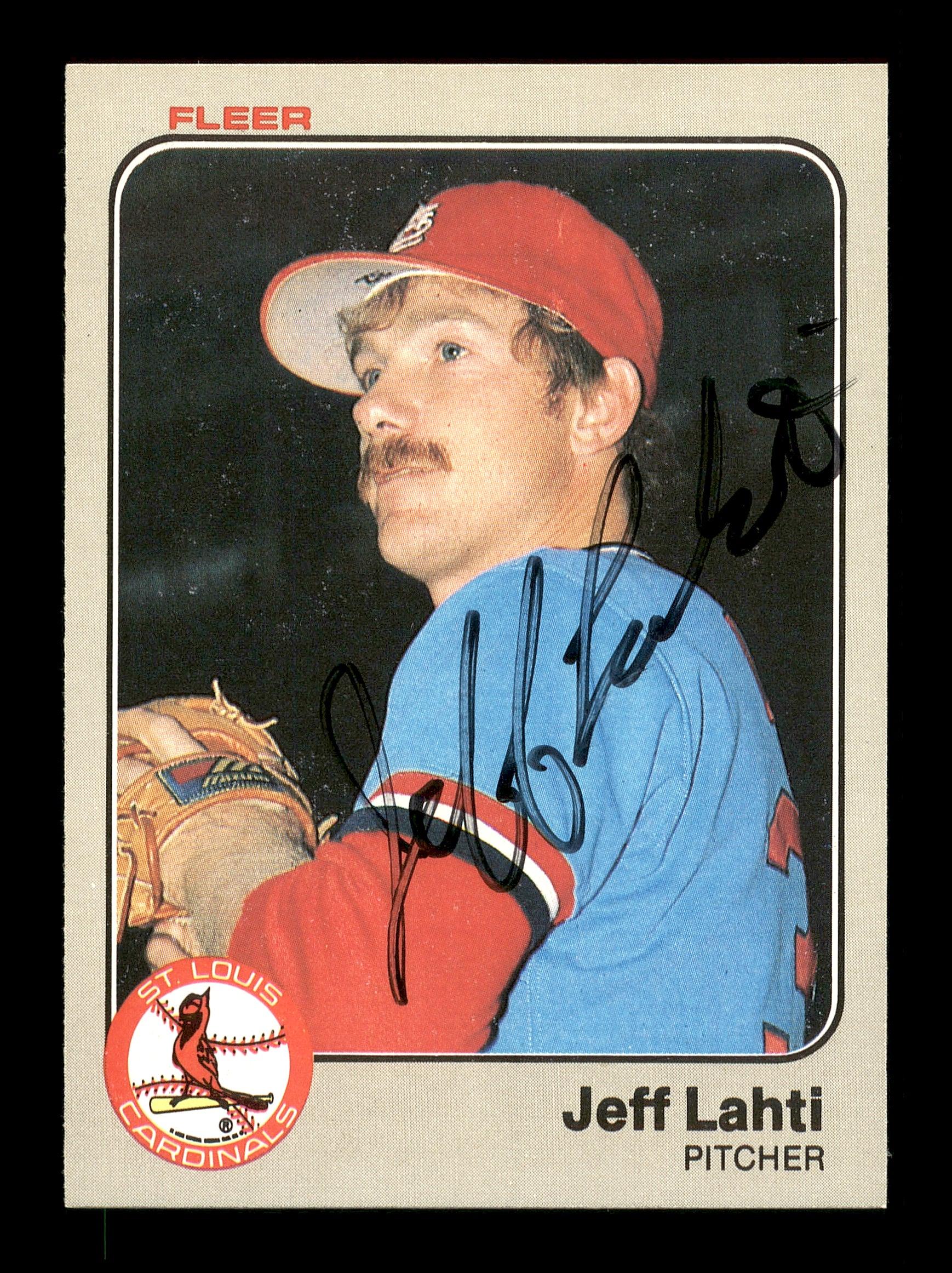 Jeff Lahti Autographed 1983 Fleer Rookie Card #12 St. Louis Cardinals SKU #166821