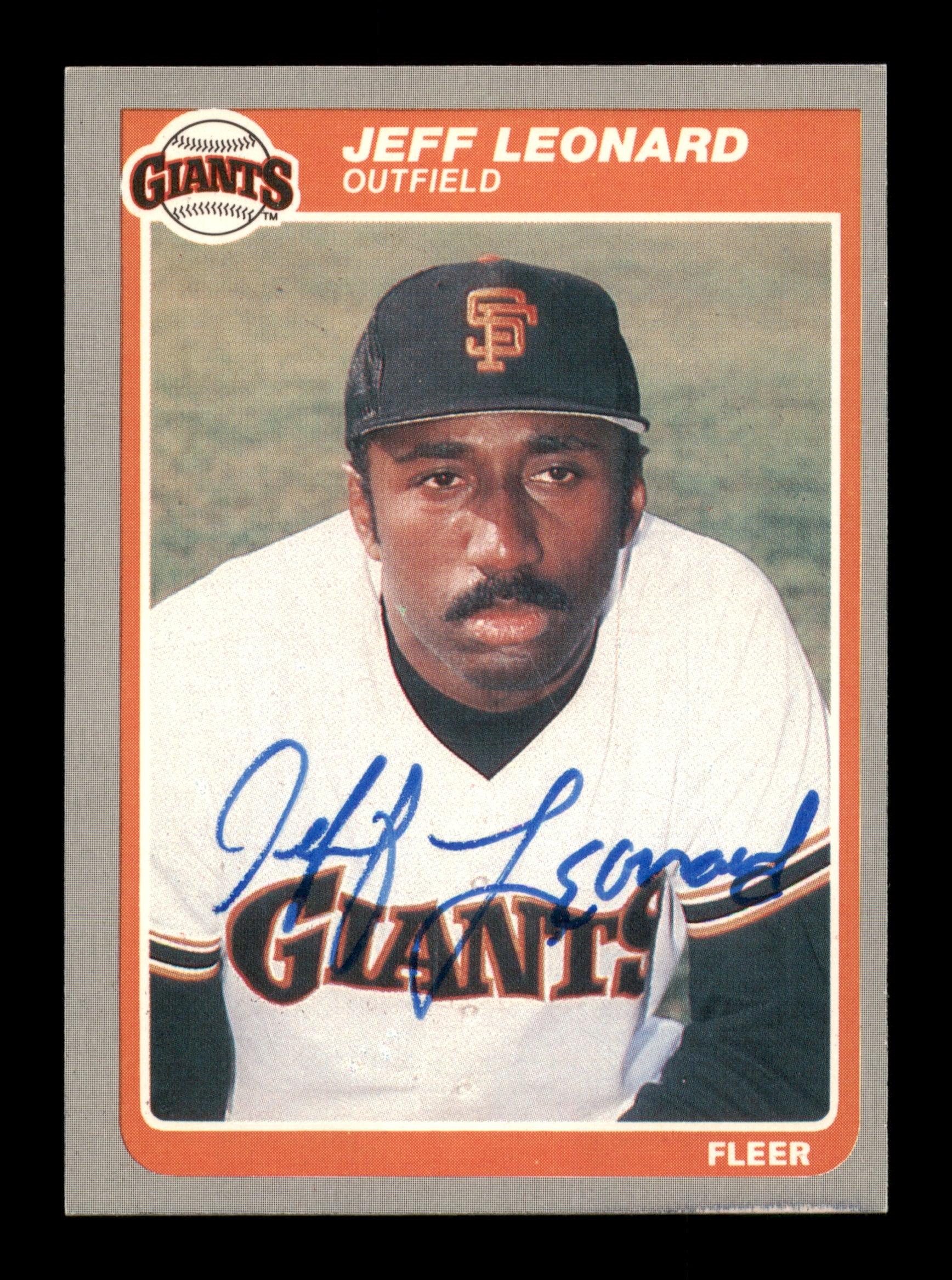Jeff Leonard Autographed 1985 Fleer Card #615 San Francisco Giants SKU #188015