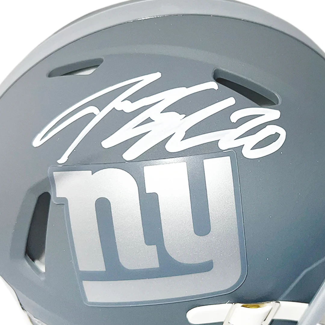 Jeremy Shockey Signed New York Giants Slate Alternate Speed Mini Football Helmet (Beckett) - Image 2