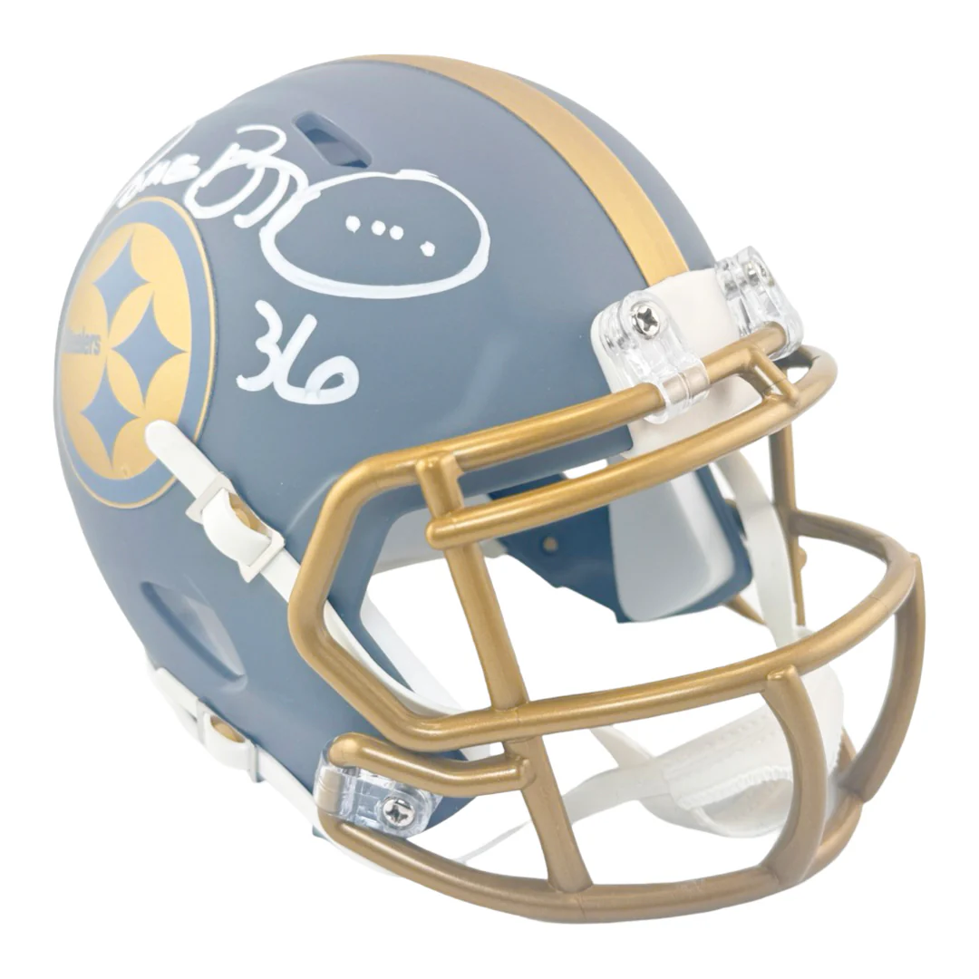 Jerome Bettis Signed Pittsburgh Steelers Slate Alternate Speed Mini Football Helmet (Beckett) - Image 3