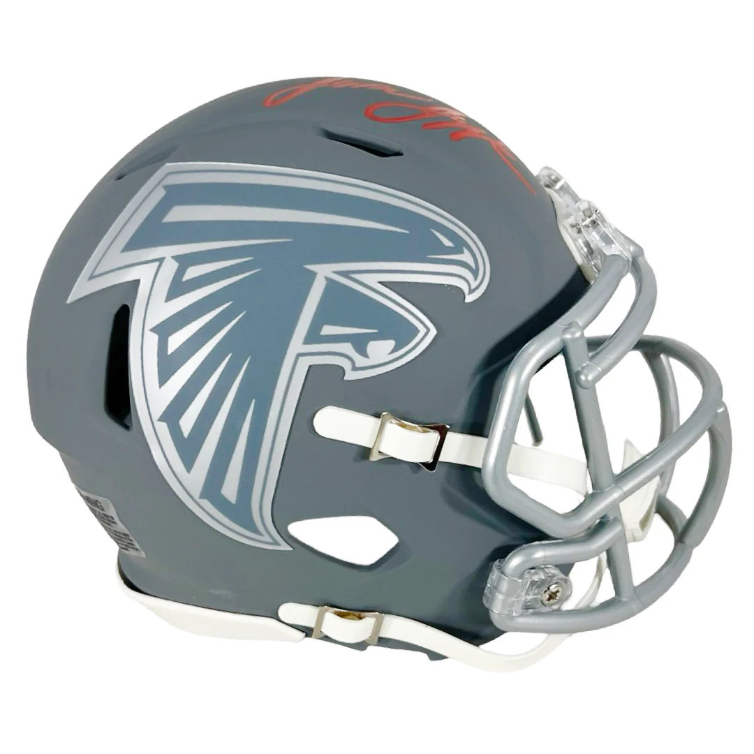 Jessie Tuggle Signed Atlanta Falcons Slate Alternate Speed Mini Football Helmet (JSA) - Image 3