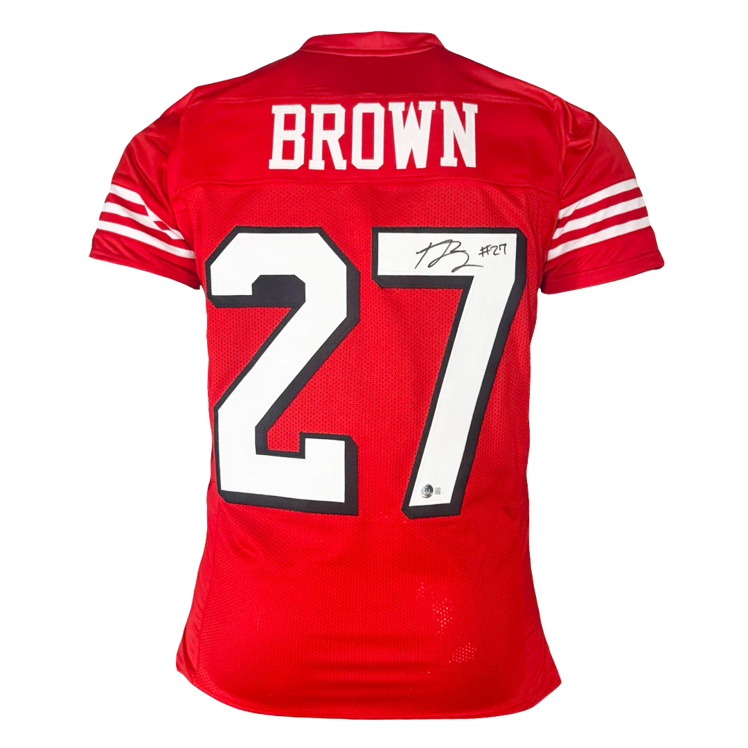 Ji'Ayir Brown Signed San Francisco Red Football Jersey (Beckett)