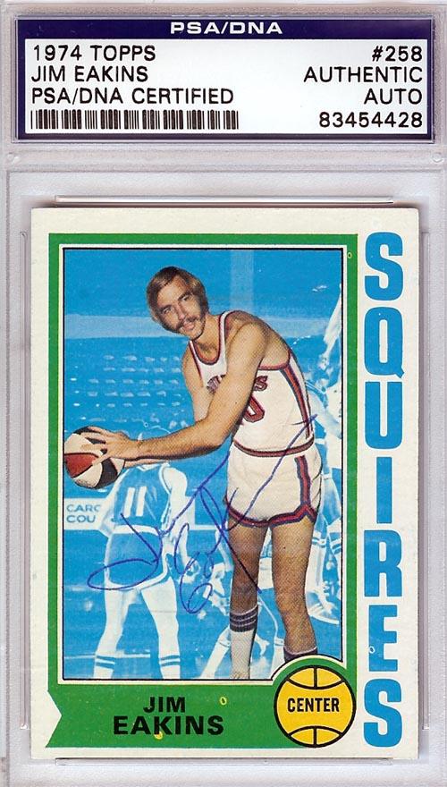 Jim Eakins Autographed 1974 Topps Card #258 Virginia Squires PSA/DNA #83454428