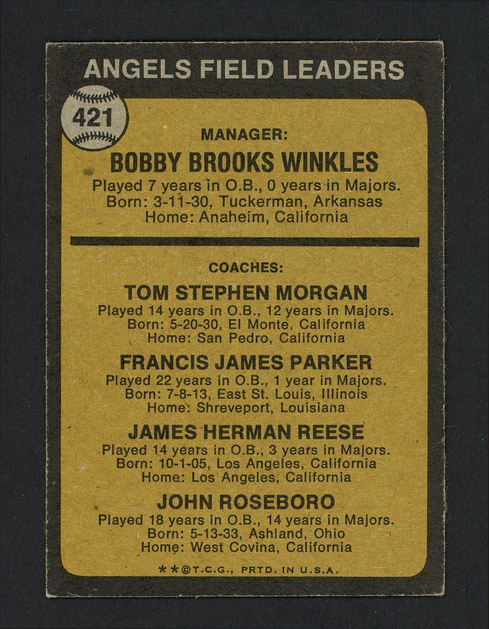 Jimmie Reese Autographed 1973 Topps Card #421 California Angels Coach SKU #164118 - Image 2