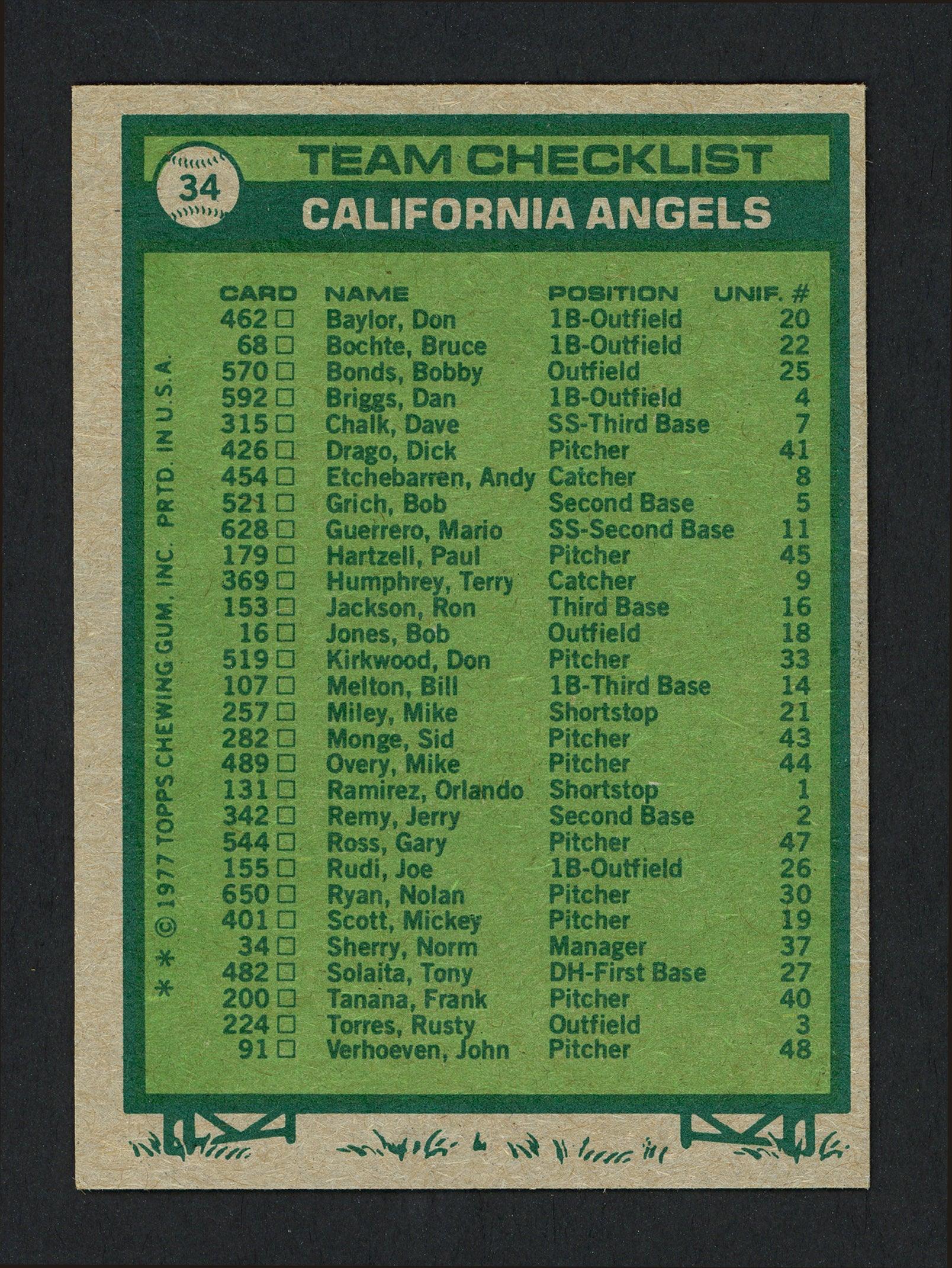 Jimmie Reese Autographed 1977 Topps Card #34 California Angels Coach SKU #164124 - Image 2