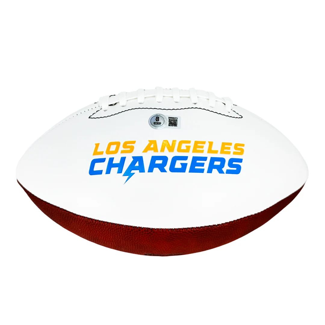 J.K. Dobbins Signed Los Angeles Chargers Official NFL Team Logo Football (Beckett) - Image 3