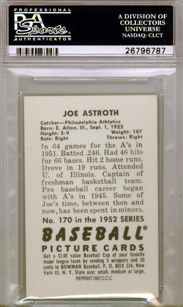 Joe Astroth Autographed 1987 1952 Bowman Reprint Card #170 Philadelphia A's PSA/DNA #26796787 - Image 2