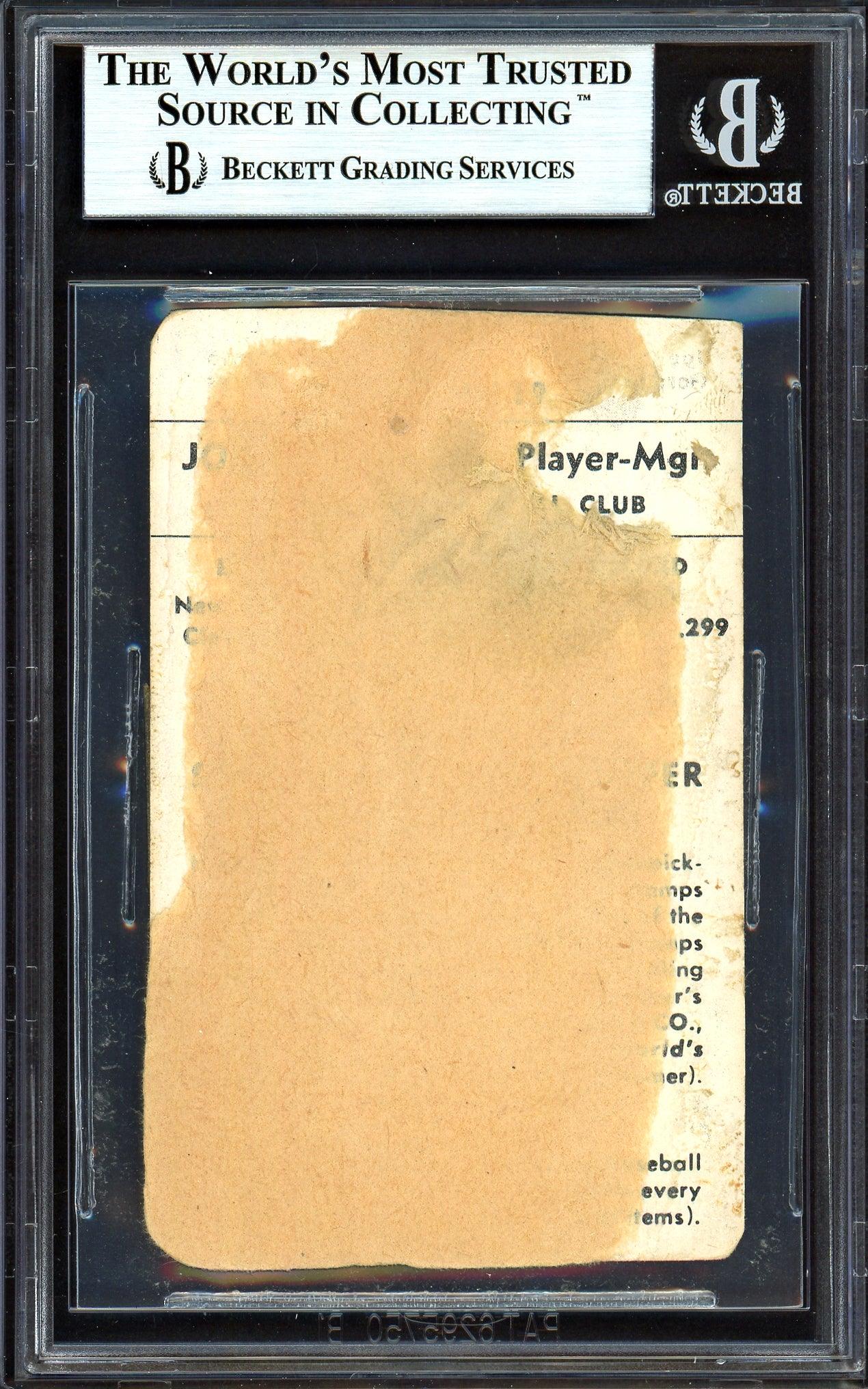Joe Gordon Autographed 1952 Mother's Cookies PCL Card #19 Sacramento Salons Beckett BAS #13608025 - Image 2