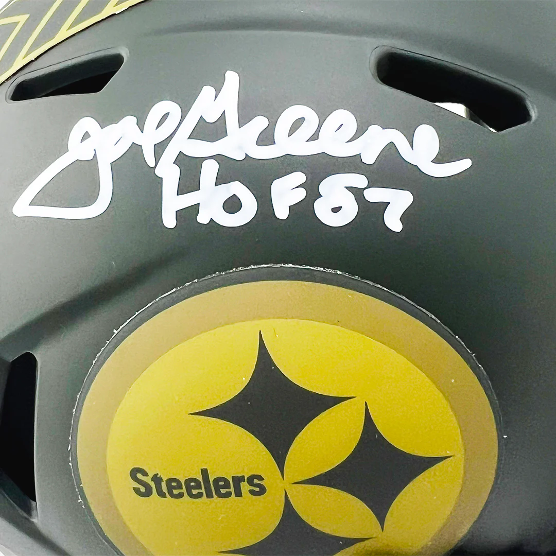 Joe Greene Signed HOF 87 Inscription Pittsburgh Steelers Salute 2025 Mini Football Helmet (Beckett) - Image 2