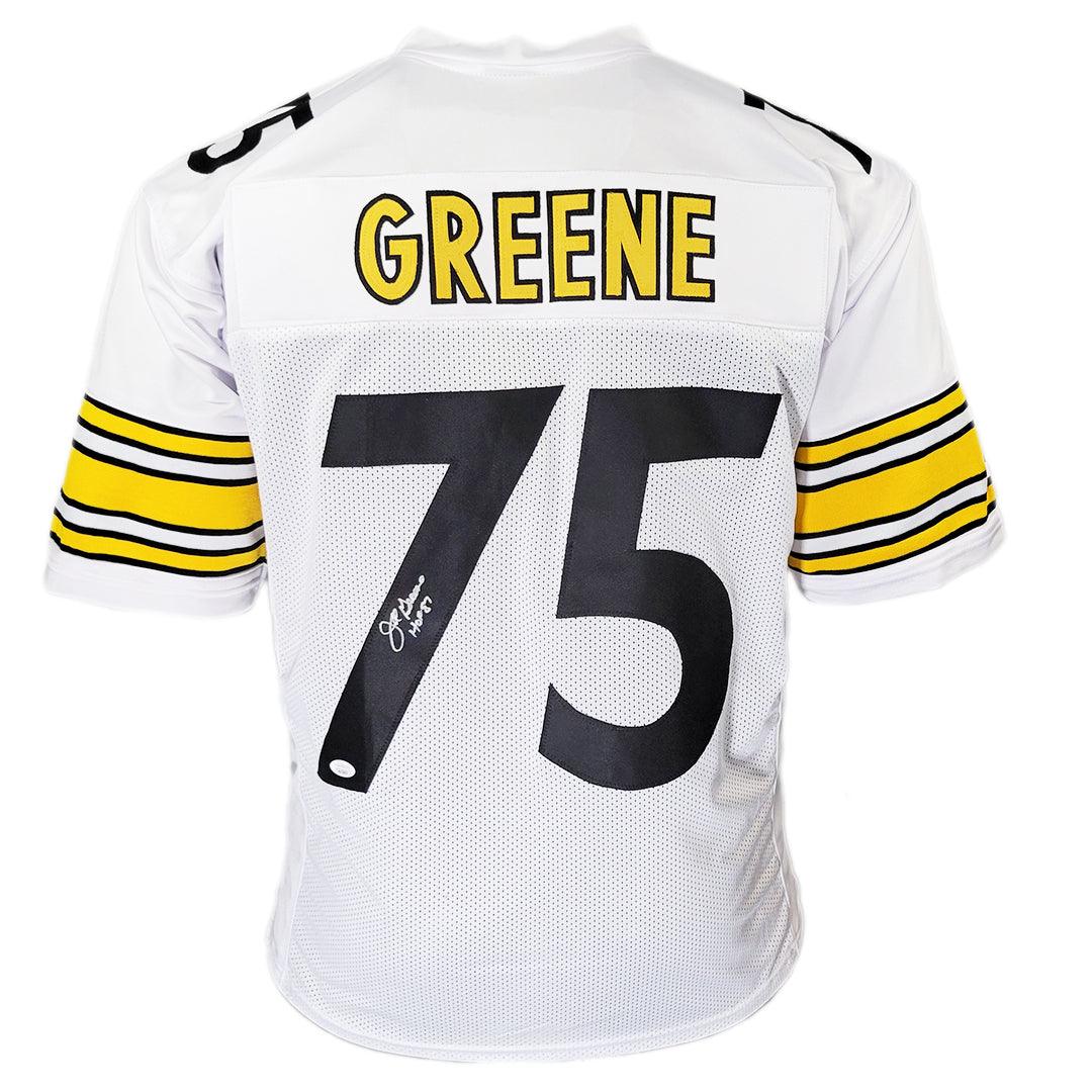 Joe Greene Signed HOF 87 Inscription Pittsburgh White Football Jersey (Beckett)