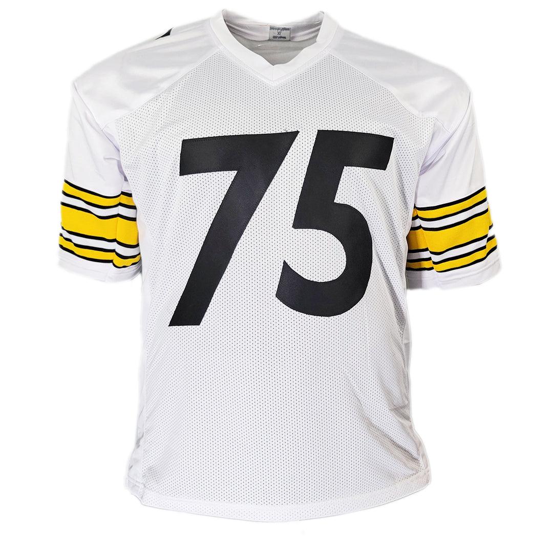 Joe Greene Signed HOF 87 Inscription Pittsburgh White Football Jersey (Beckett) - Image 3