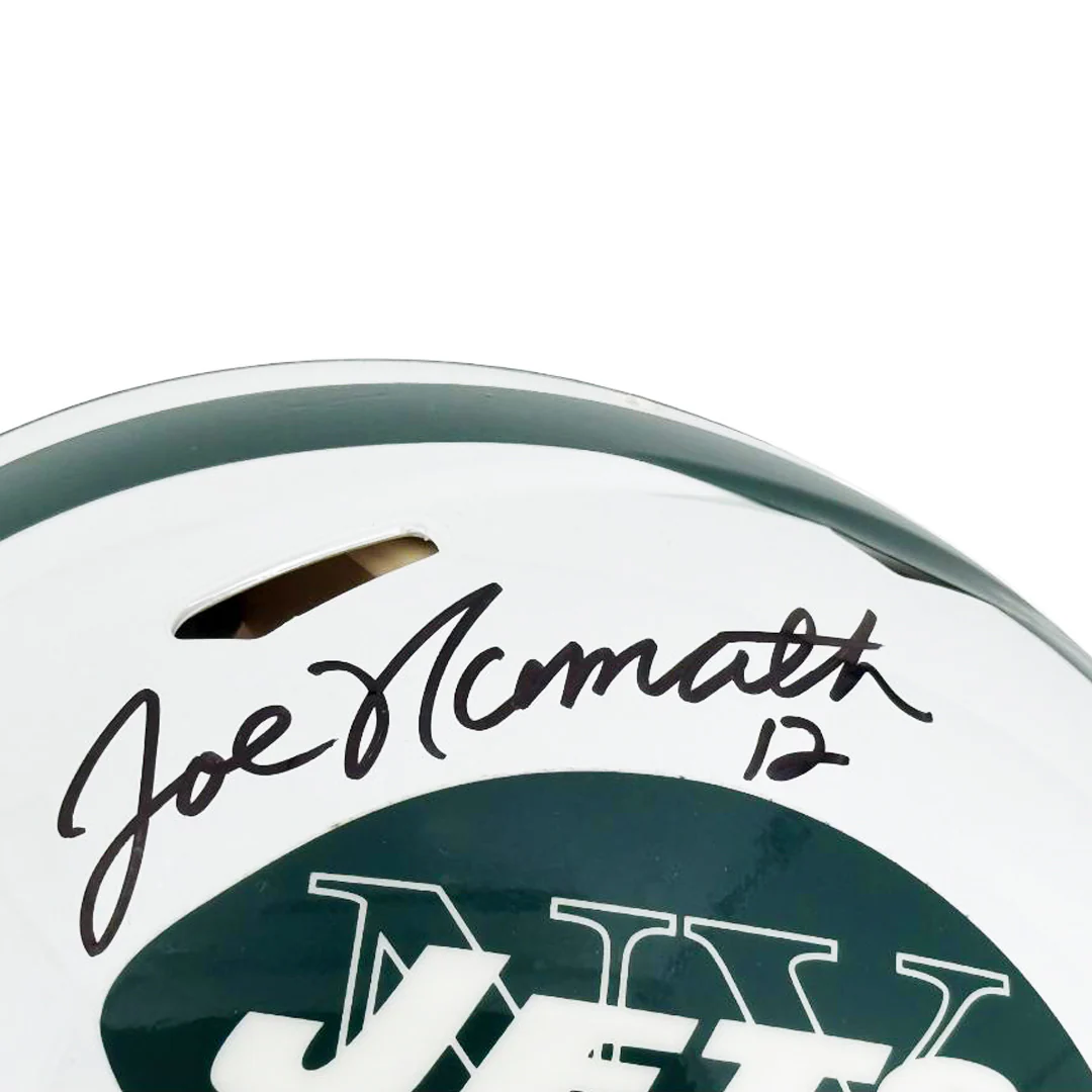 Joe Namath Signed Double Signature New York Jets Throwback 65-77 Authentic Speed Full-Size Football Helmet (JSA) - Image 5