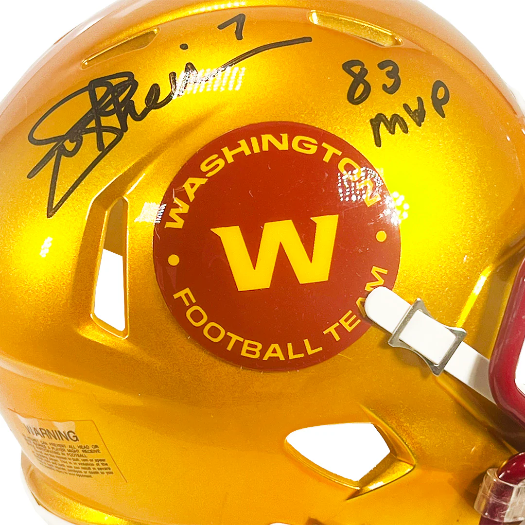Joe Theismann Signed 83 MVP Inscription Washington Commanders Flash Mini Football Helmet (JSA) - Image 2