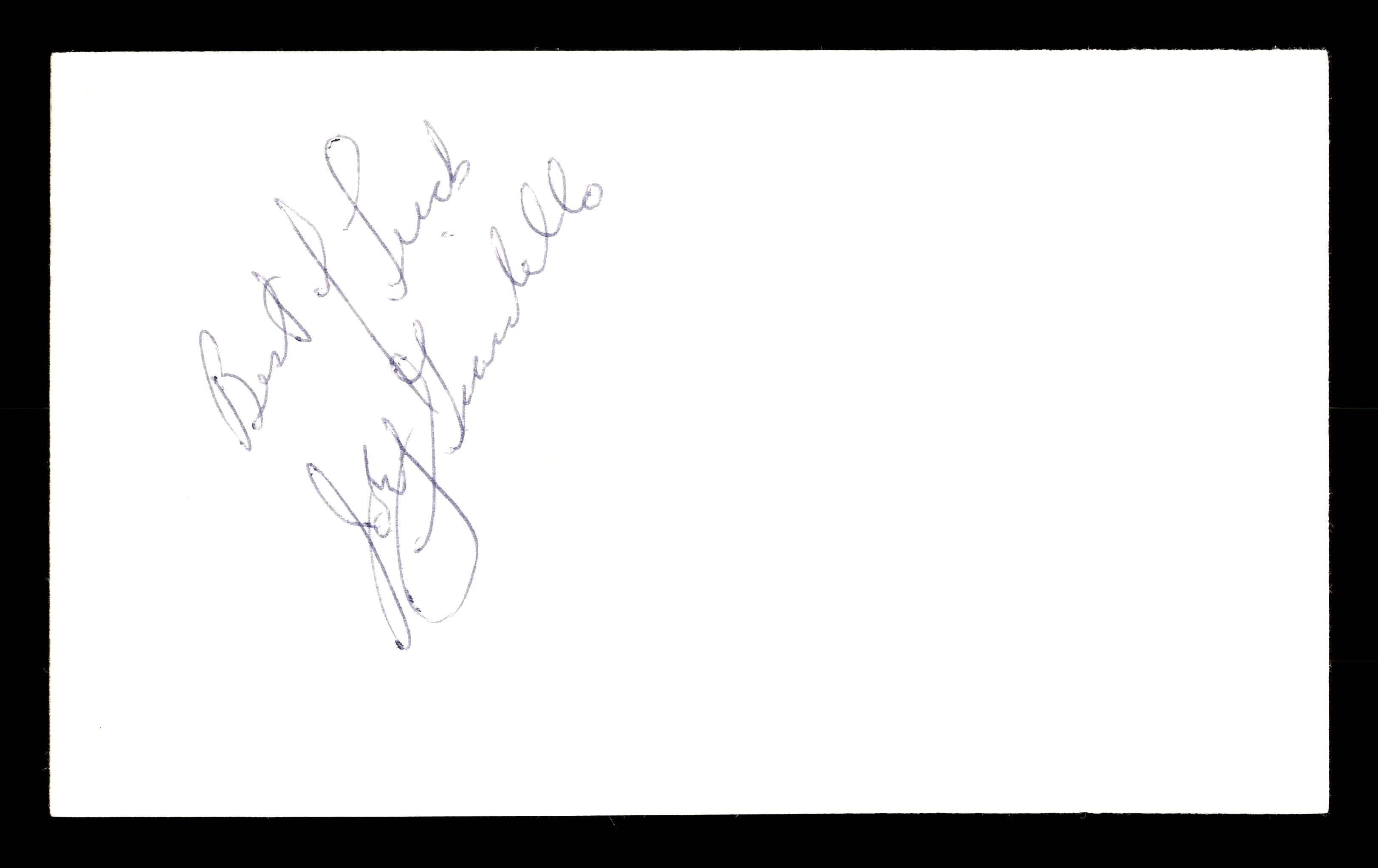 Joey Giardello Autographed 3x5 Index Card Middleweight Champ "Best Of Luck" SKU #179716