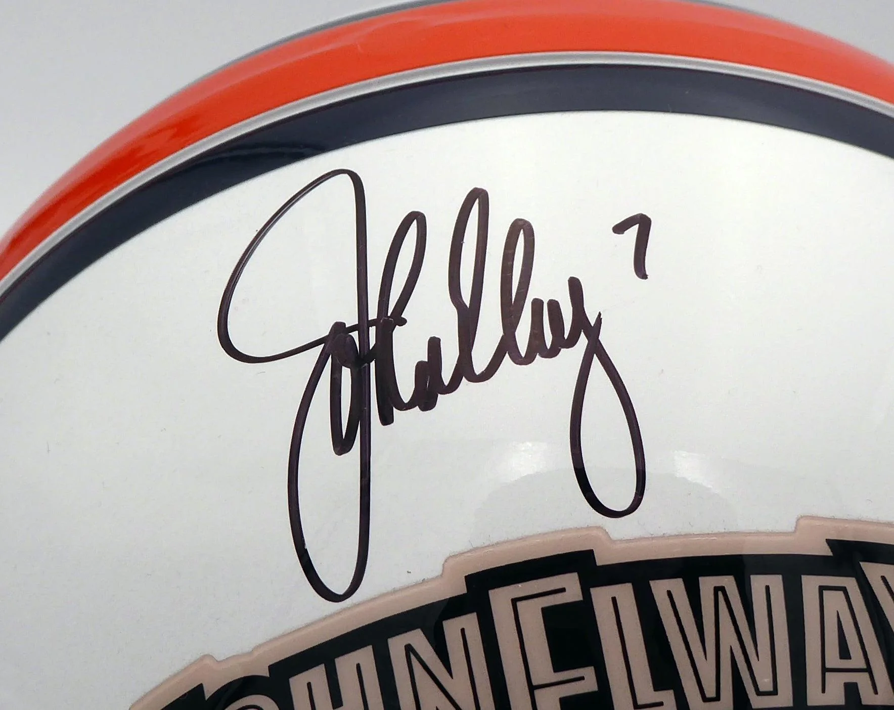 John Elway Autographed Denver Broncos Full Size Authentic Hall Of Fame Logo Helmet Beckett BAS #BB79352 - Image 2