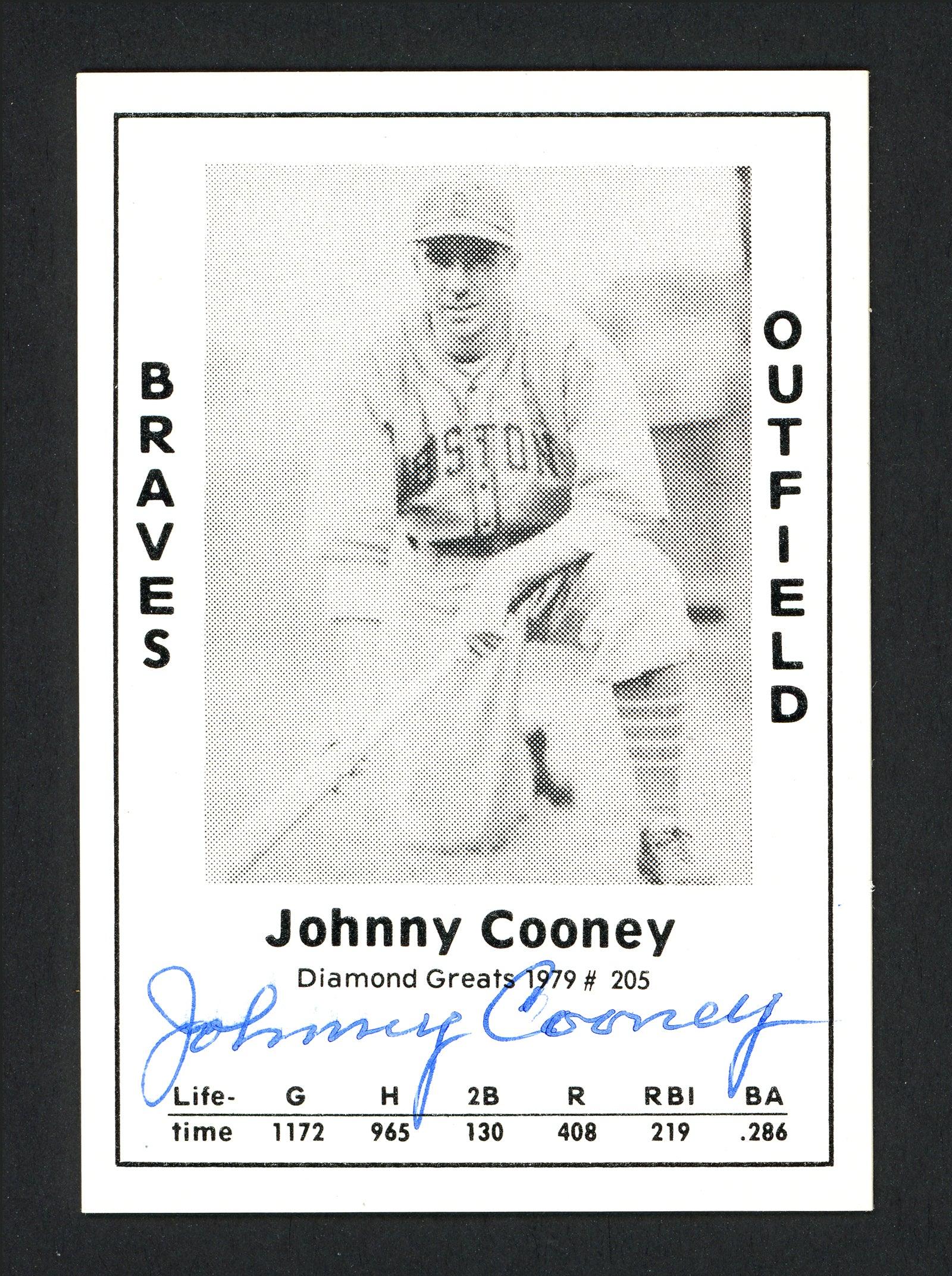 Johnny Cooney Autographed 1979 Diamond Greats Card #205 Boston Braves SKU #166300