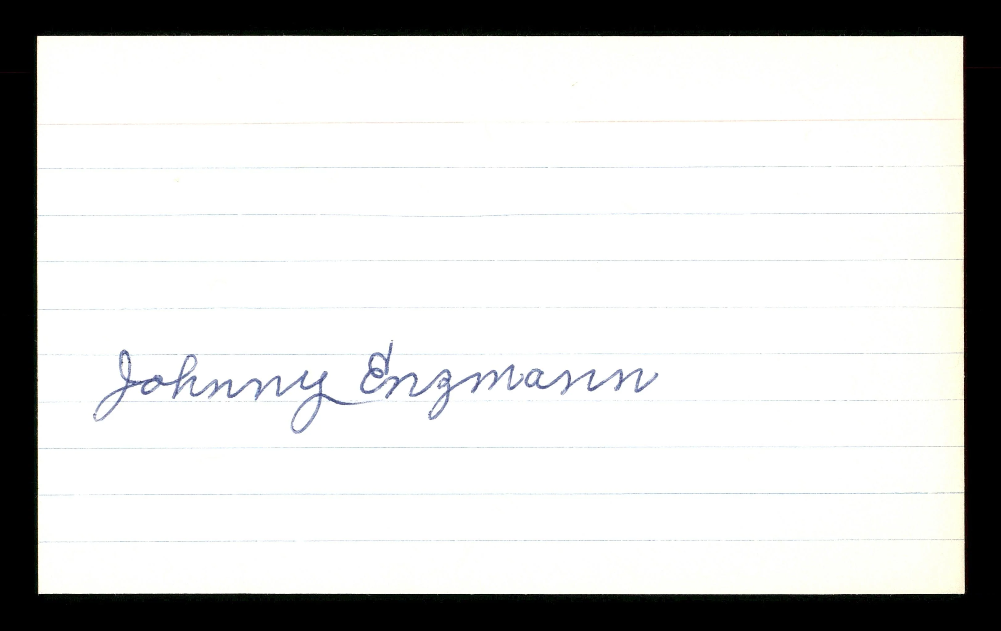 Johnny Enzmann Autographed 3x5 Index Card Brooklyn Dodgers SKU #174137