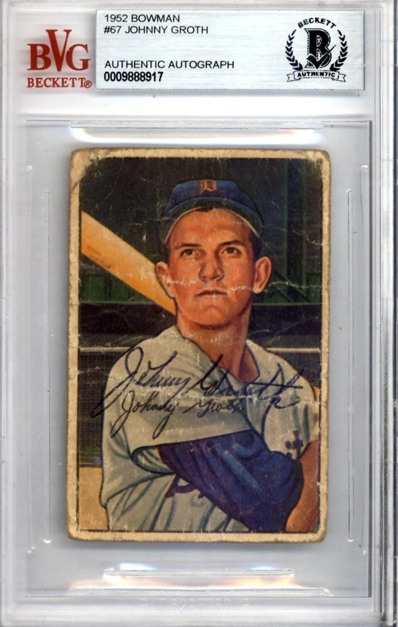 Johnny Groth Autographed 1952 Bowman Card #67 Detroit Tigers Beckett BAS #9888917