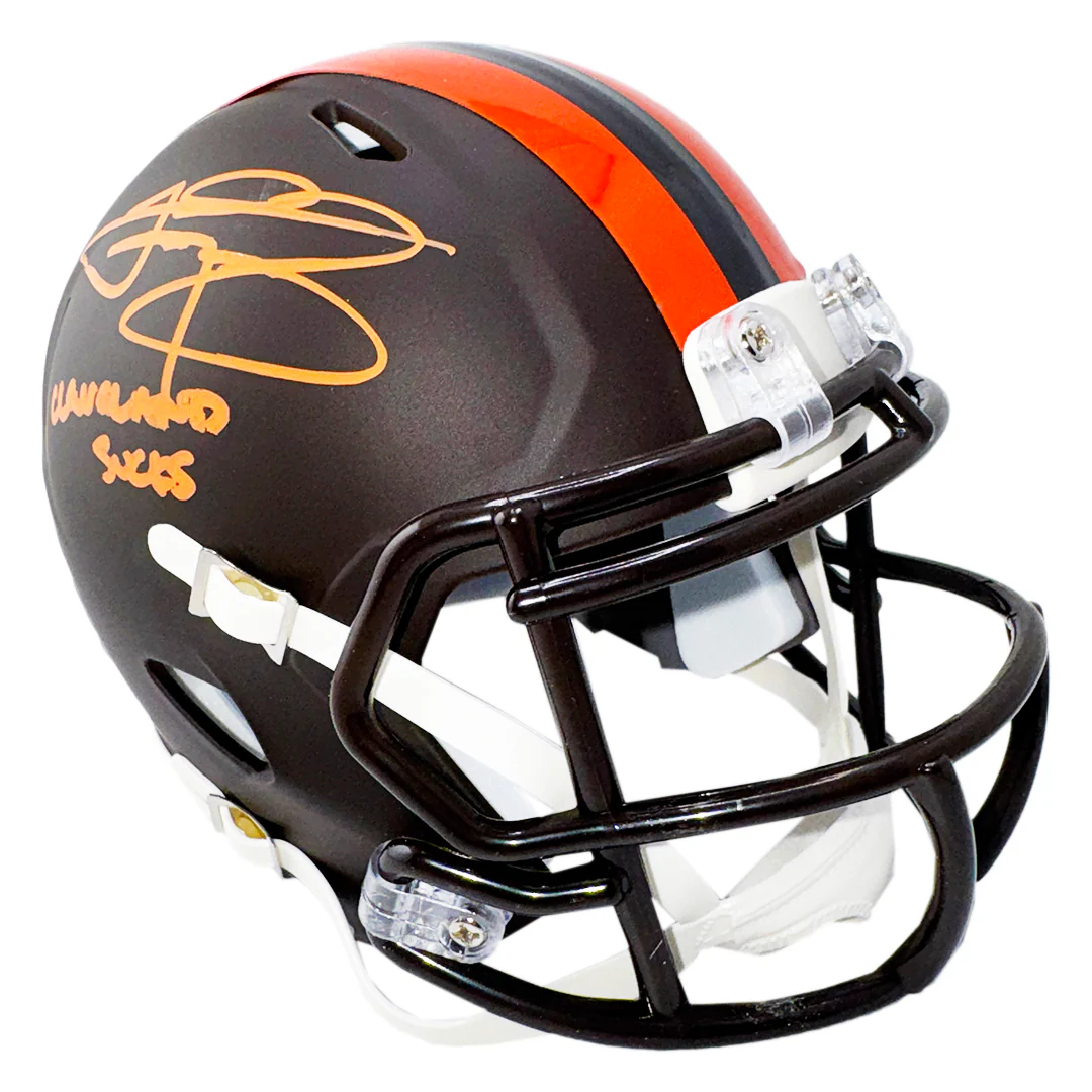 Johnny Manziel Signed Cleveland Sucks Inscription Cleveland Browns Alt 2025 Speed Mini Football Helmet (Beckett) - Image 3