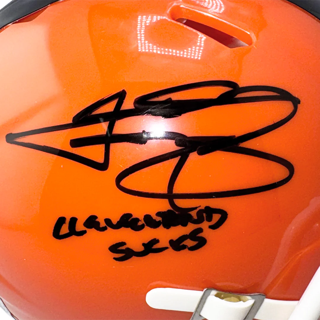 Johnny Manziel Signed Cleveland Sucks Inscription Cleveland Browns Speed Mini Football Helmet (Beckett) - Image 2