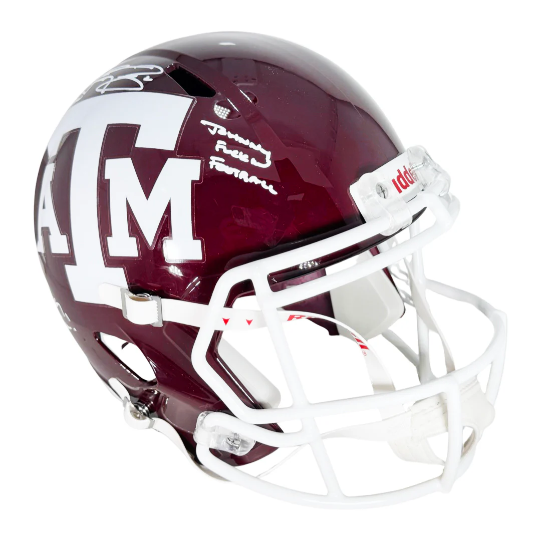 Johnny Manziel Signed Multi-Inscription Texas A&M Red Speed Full-Size Replica Football Helmet (Beckett) - Image 4