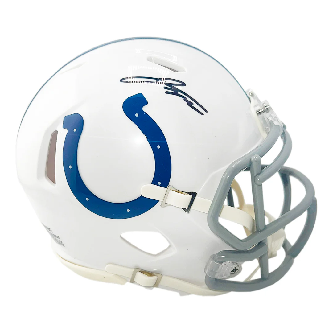 Jonathan Taylor Signed Indianapolis Colts Throwback 04-19 Speed Mini Football Helmet (Beckett) - Image 3