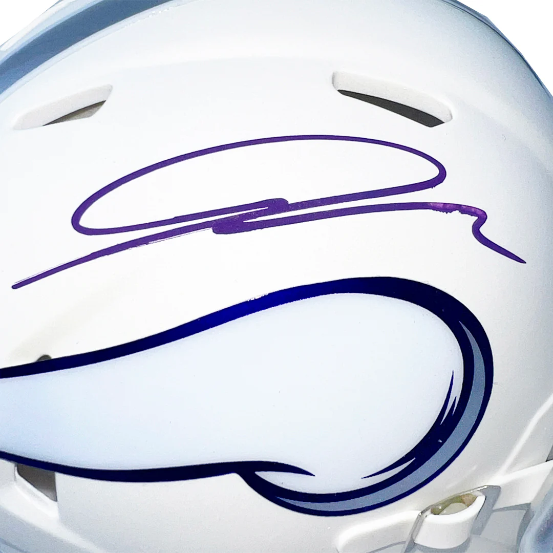 Jordan Addison Signed Minnesota Vikings Alt 2024 Speed Mini Football Helmet (JSA) - Image 2