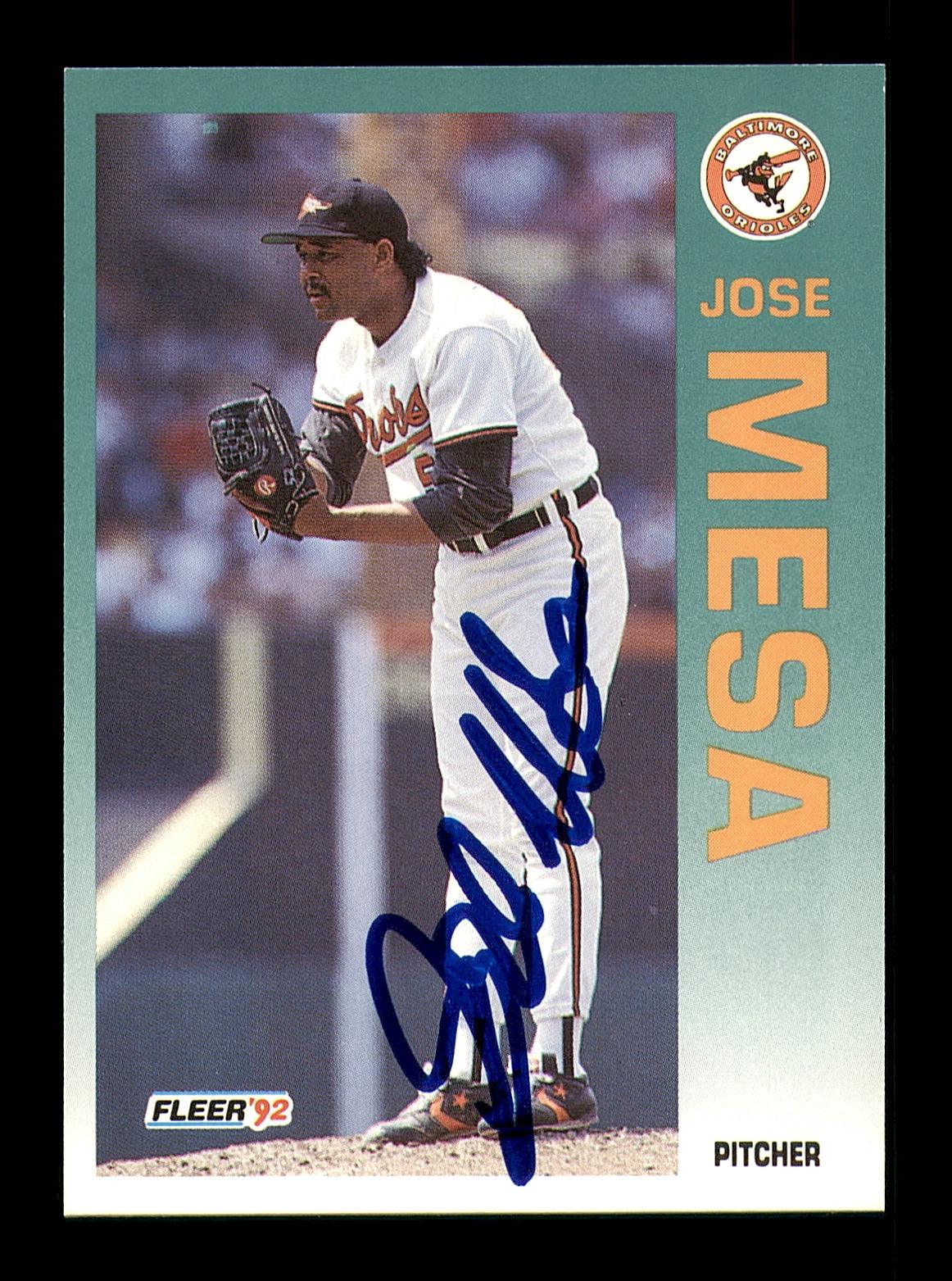 Jose Mesa Autographed 1992 Fleer Card #17 Baltimore Orioles SKU #183562