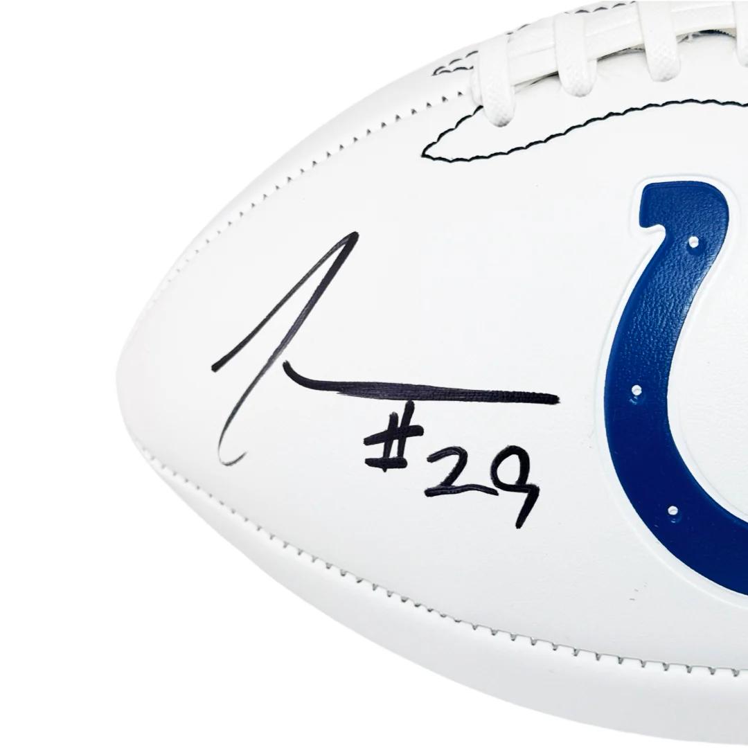 Joseph Addai Signed Indianapolis Colts Official NFL Team Logo White Football (Beckett) - Image 2