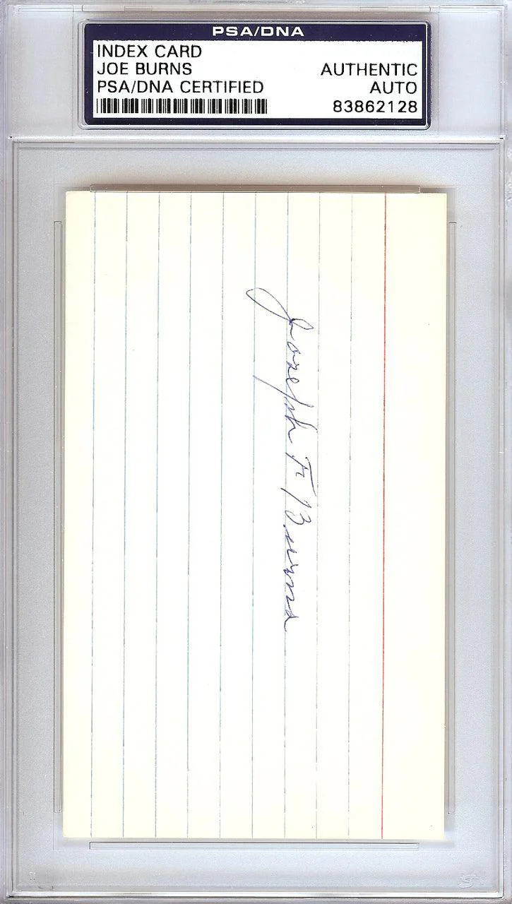 Joseph "Joe" Burns Autographed 3x5 Index Card Boston Braves PSA/DNA #83862128