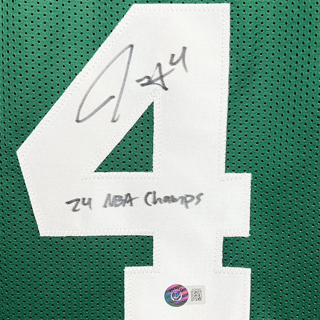 Jrue Holiday Signed 24 NBA Champs Inscription Boston Green Basketball Jersey (Beckett) - Image 2