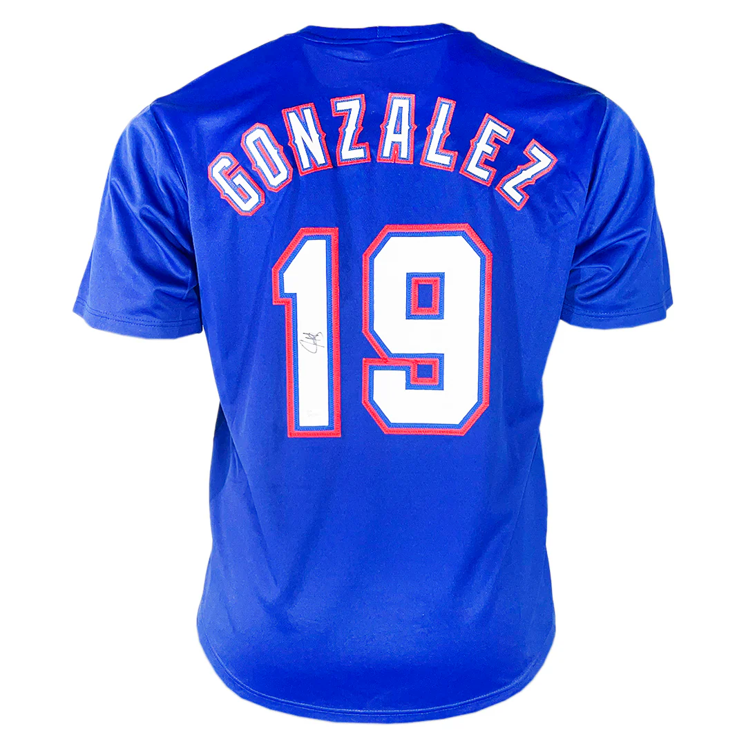 Juan Gonzalez Signed Texas Royal Blue Baseball Jersey (JSA)