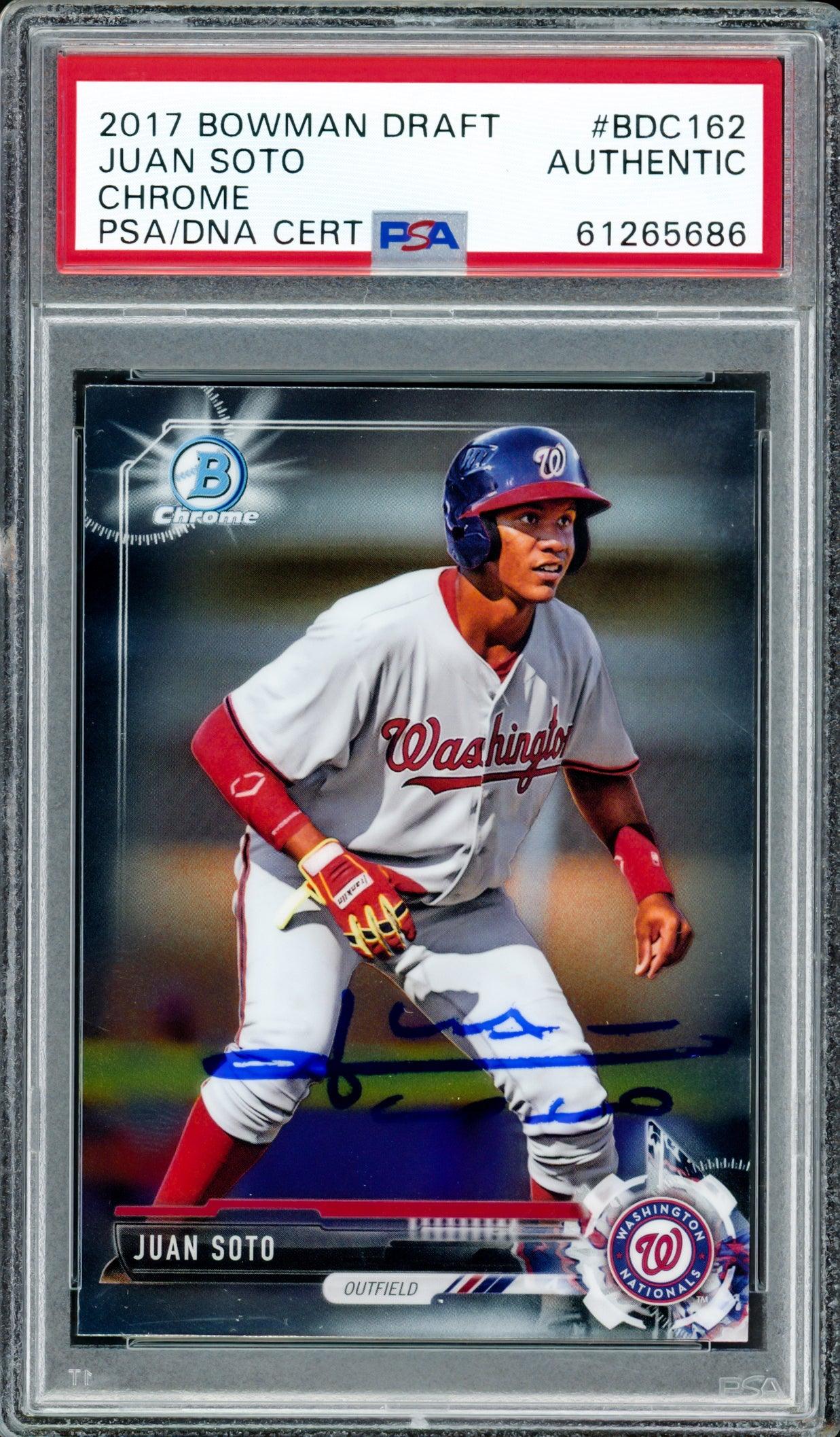 Juan Soto Autographed 2017 Bowman Draft Chrome Rookie Card #BDC162 Washington Nationals (Bubbling) PSA/DNA #61265686