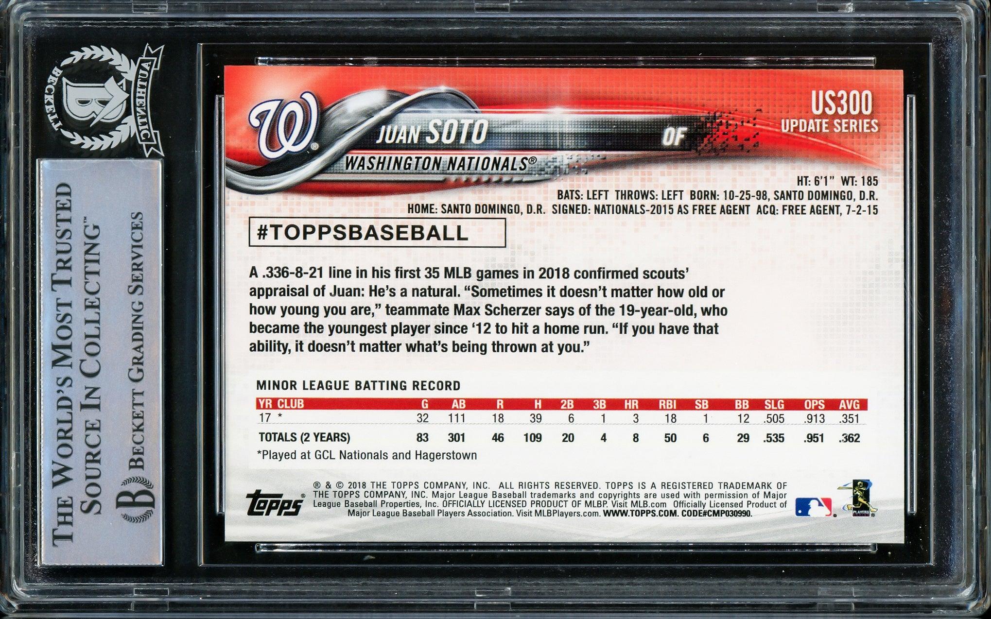Juan Soto Autographed 2018 Topps Update Rookie Card #US300 Washington Nationals Beckett BAS Stock #206611 - Image 2