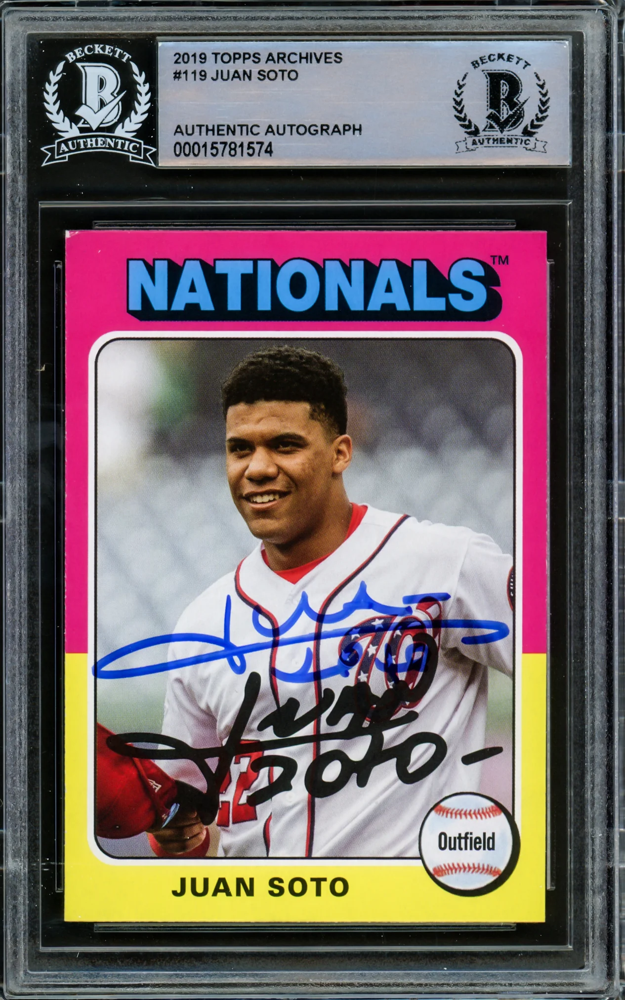 Juan Soto Autographed 2019 Topps Archives Card #119 Washington Nationals Beckett BAS #15781574