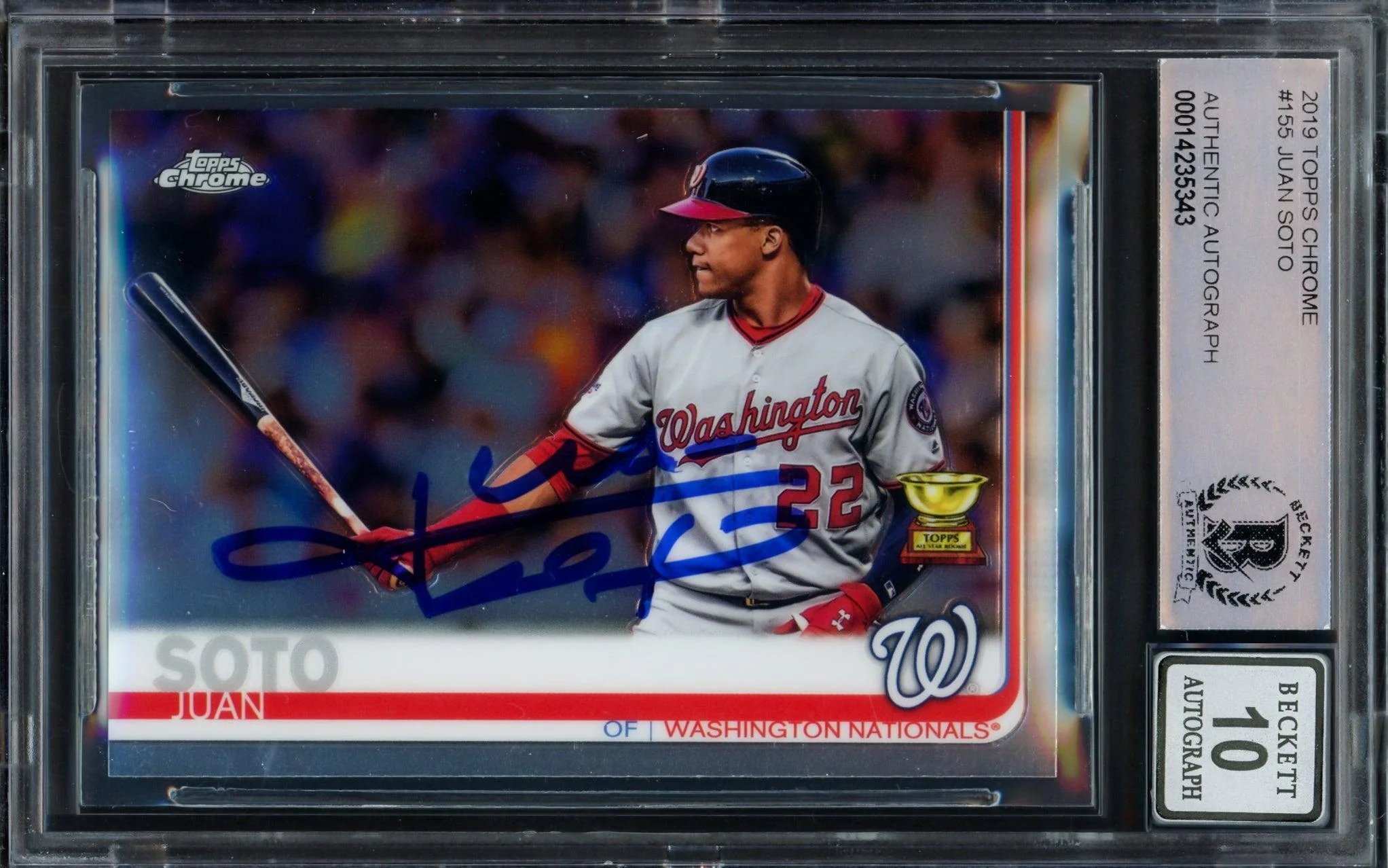 Juan Soto Autographed 2019 Topps Chrome Card #155 Washington Nationals Auto Grade Gem Mint 10 Beckett BAS #14235343