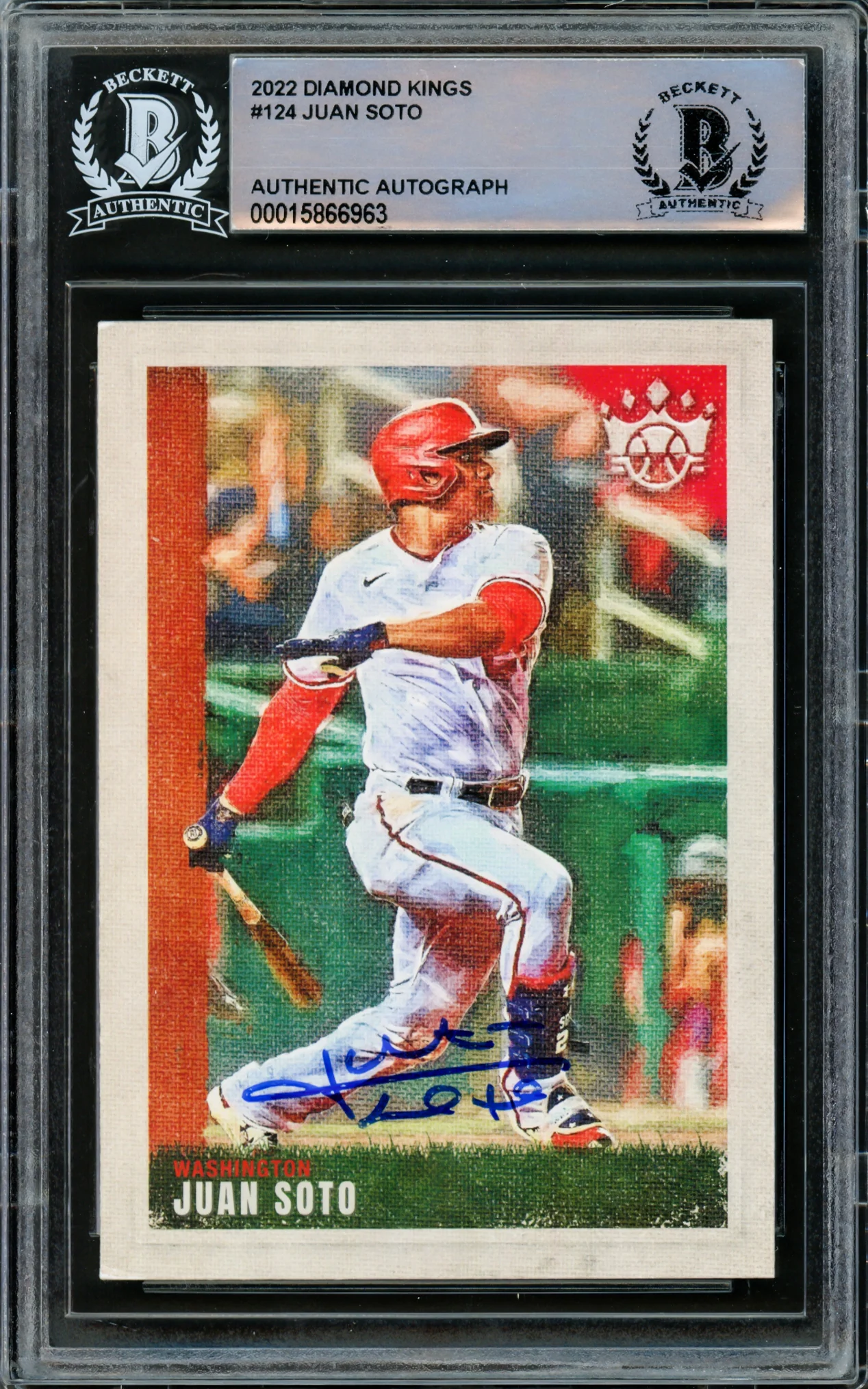 Juan Soto Autographed 2022 Donruss Diamond Kings Card #124 Washington Nationals Beckett BAS #15866963