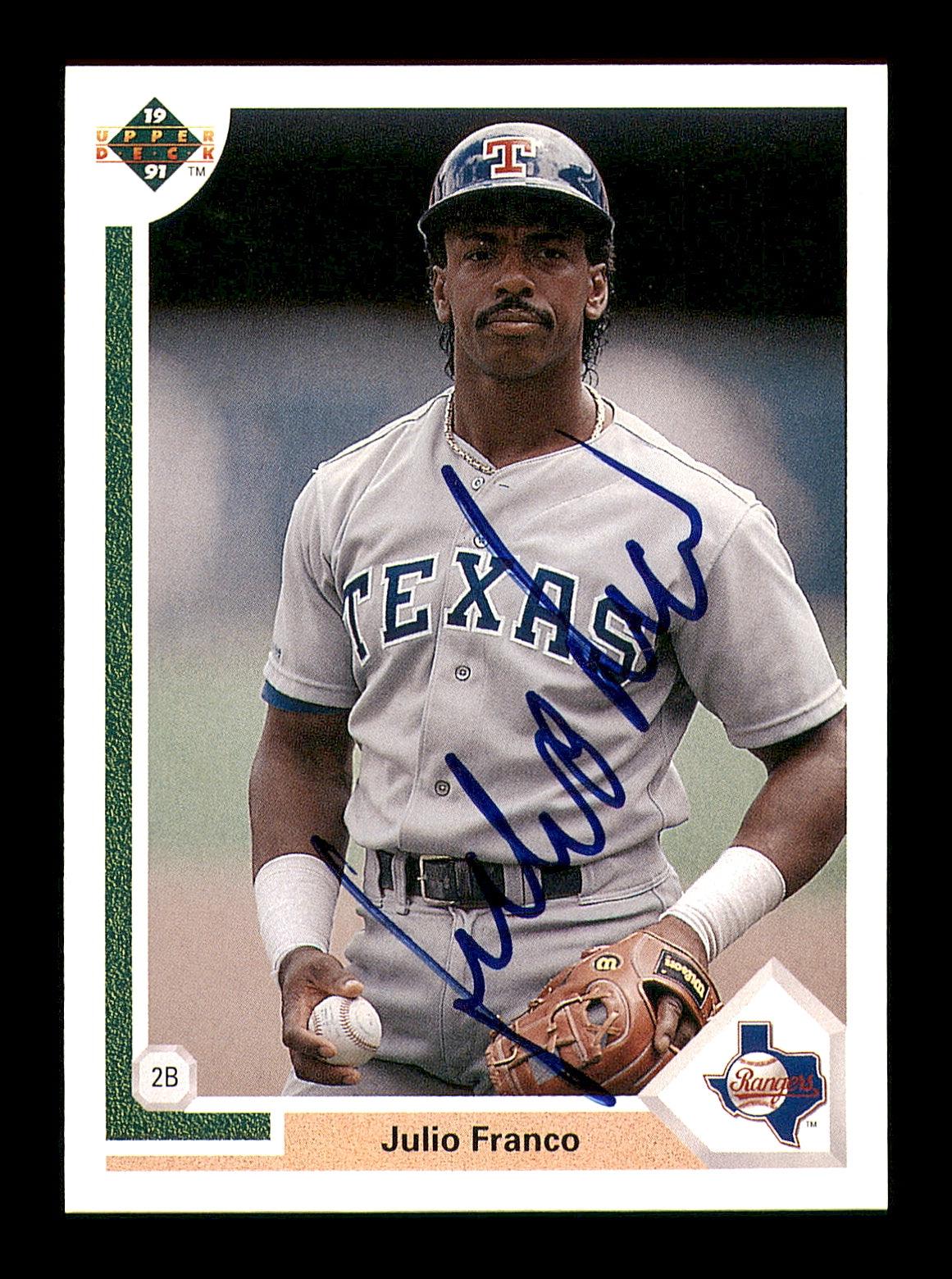 Julio Franco Autographed 1991 Upper Deck Card #227 Texas Rangers SKU #184100