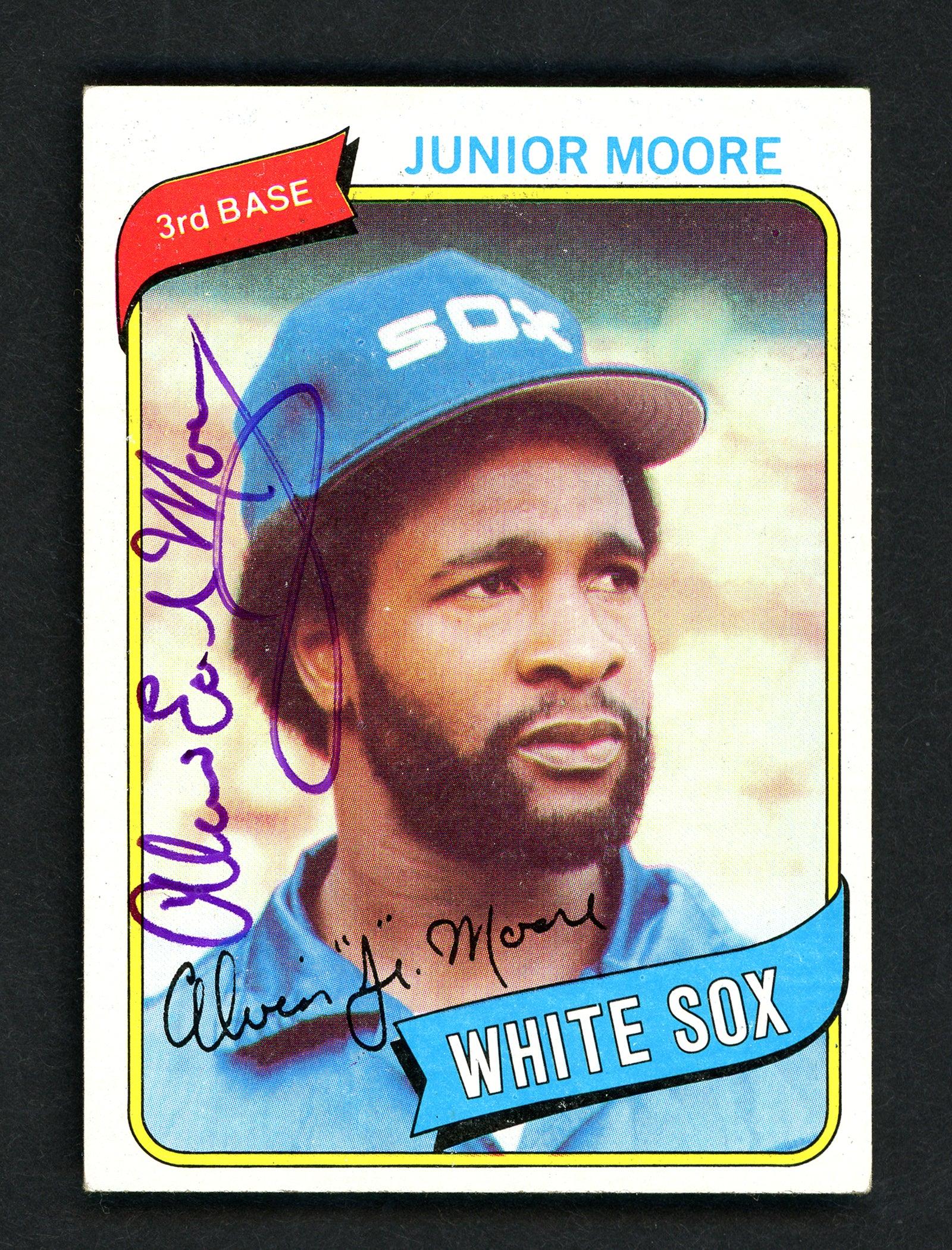 Junior Moore Autographed 1980 Topps Card #186 Chicago White Sox SKU # 158630