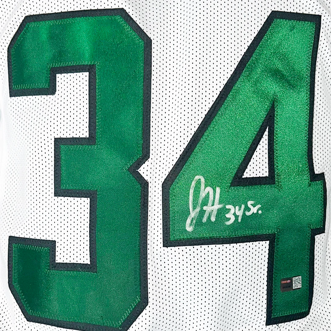 Justin Hardee Sr Signed New York White Football Jersey (Tristar) - Image 2