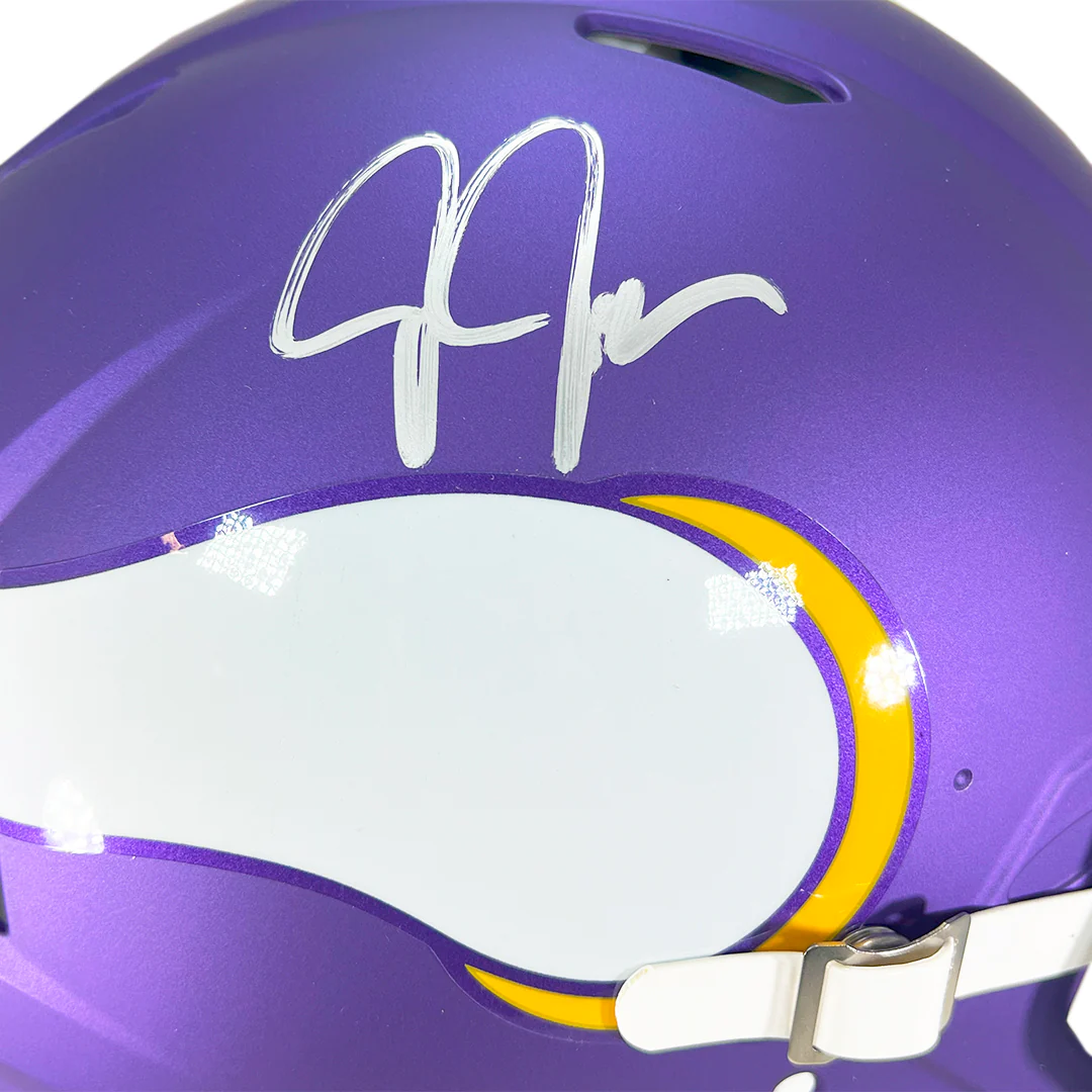Justin Jefferson Signed Minnesota Vikings Authentic Tribute Speed Full-Size Football Helmet (Beckett) - Image 2