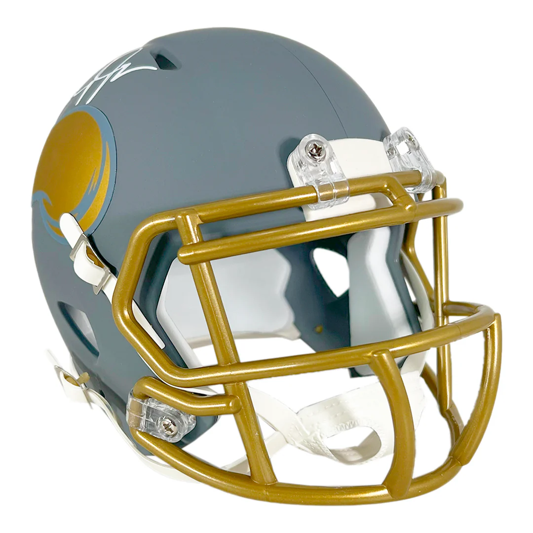 Justin Jefferson Signed Minnesota Vikings Slate Alternate Speed Mini Football Helmet (Beckett) - Image 3