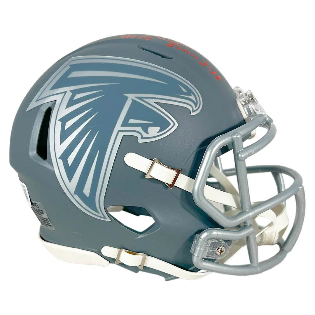 Kaden Elliss Signed John 3:16 Inscription Atlanta Falcons Slate Alternate Speed Mini Football Helmet (Beckett) - Image 3