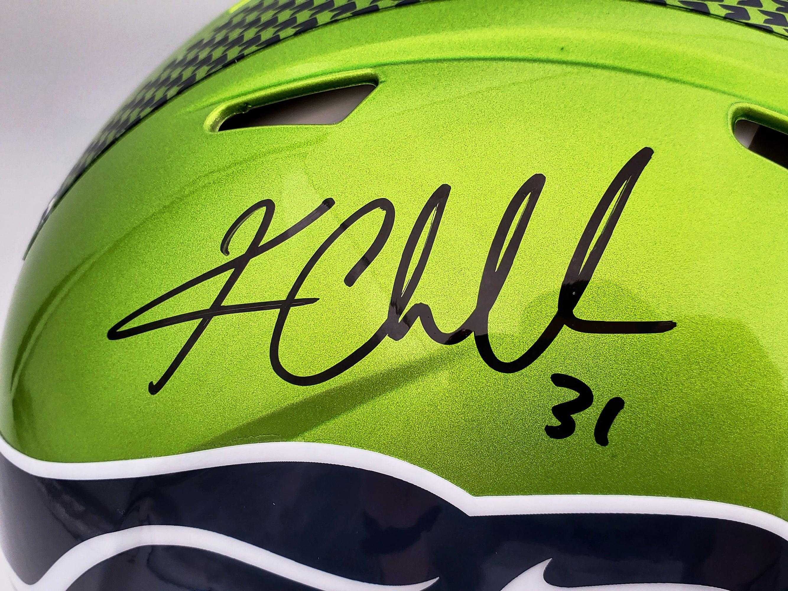 Kam Chancellor Autographed Seattle Seahawks Flash Green Full Size Authentic Speed Helmet "SB Champs" MCS Holo Stock #197182 - Image 2